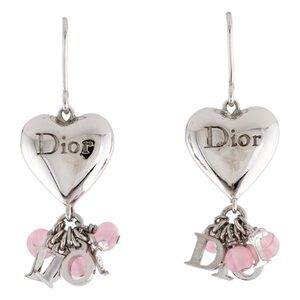 Christian Dior Bead Heart Logo Drop Vintage Earring